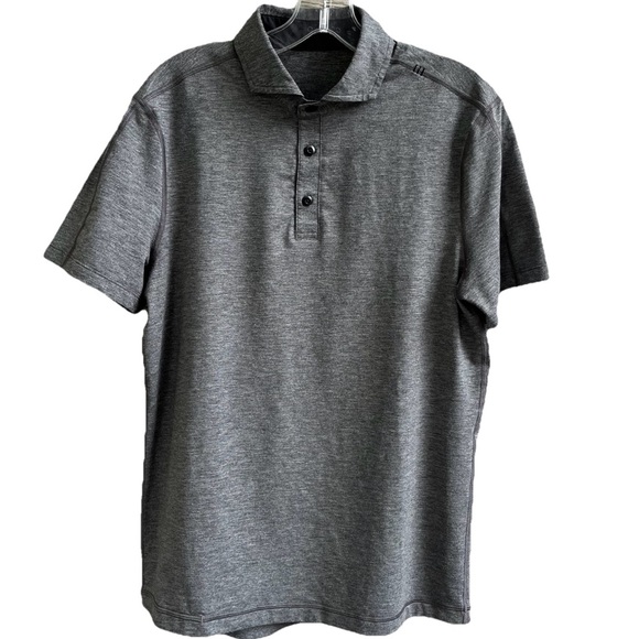 Lululemon Polo‎ Shirt Men’s Small Gray Heather Performance Golf Chest 38” - Picture 1 of 16